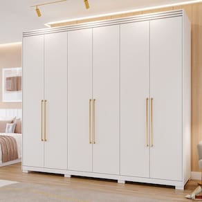 Guarda-Roupa Casal 6 Portas com Espelho Interno Giratório 235cm 100% MDF Turim Espresso Móveis