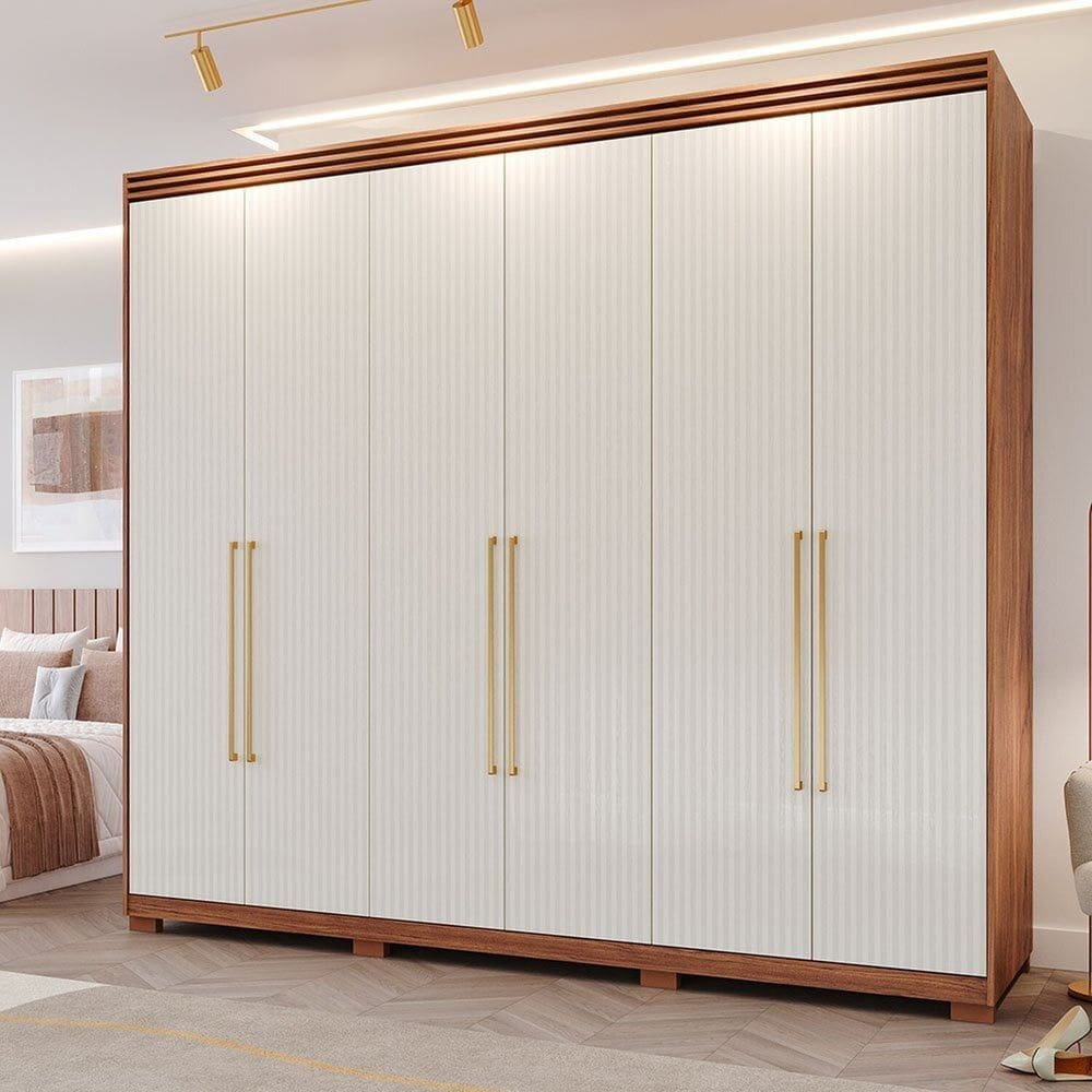 Guarda-Roupa Casal 6 Portas com Espelho Interno Giratório 235cm 100% MDF Turim Espresso Móveis
