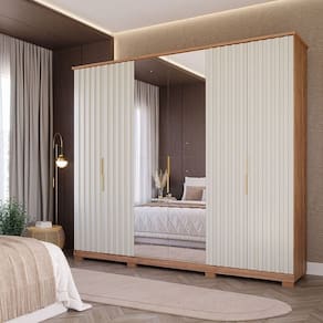 Guarda-Roupa Casal 242,5cm 6 Portas com Pés e Espelho 100% MDF Vittoria Espresso Móveis