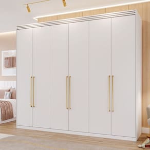 Guarda-Roupa Casal 6 Portas com Espelho Interno Giratório 235cm 100% MDF Turim Espresso Móveis