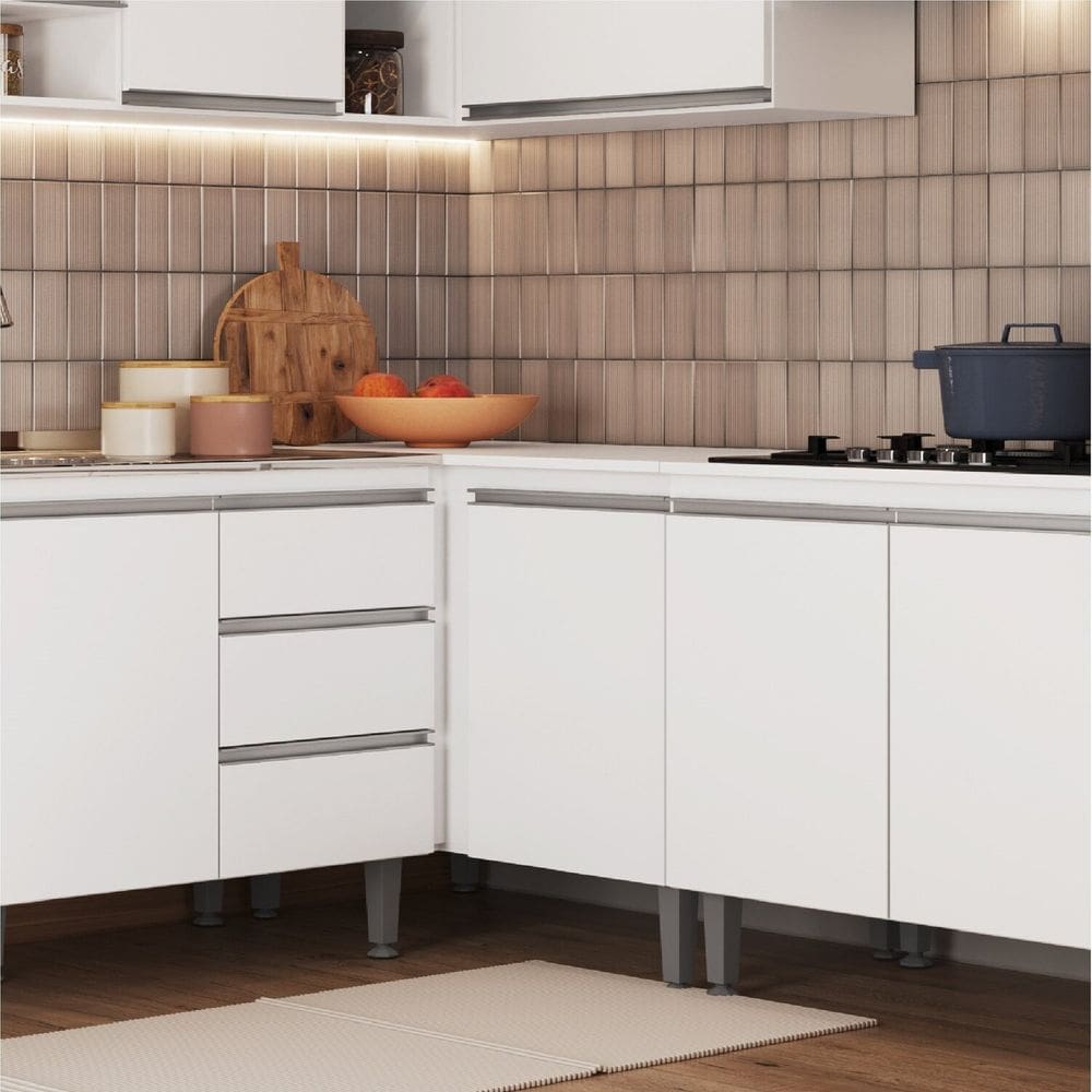 Balcao para Cozinha Canto Reto Athena Branco