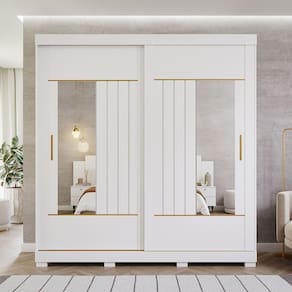 Guarda-Roupa Solteiro 2 Portas de Correr com Espelhos 231cm 100% MDF Ravenna Espresso Móveis