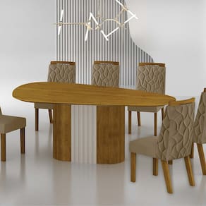 Conjunto Sala de Jantar Mesa Dacota 6 Cadeiras Dacota Freijó/Camurça