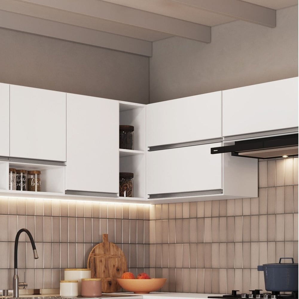 Armário Aéreo para Cozinha Canto Reto Athena Branco