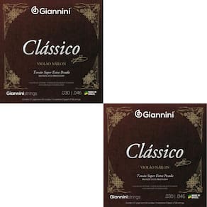 Kit 2 Encordoamento Violão Giannini Nylon Clássico Bronze GENWSXPA Super Extra Pesada