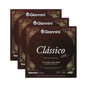 Kit 3 Encordoamento Violão Giannini Nylon Clássico Bronze GENWSXPA Super Extra Pesada