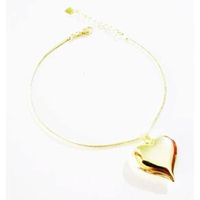 Pulseira Rabo de Rato Coração Amor Folheado A Ouro 18k