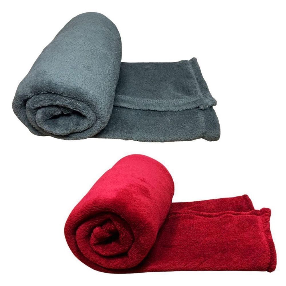 Kit 2 Mantas Pet Cor Cinza E Vermelha
