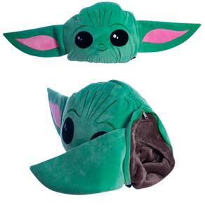 Almofada & Manta 2 em 1 Baby Yoda Grogu Aveludada Oficial Star Wars Mandaloriano