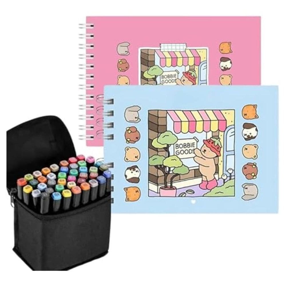 Kit Caderno Bobbie Goods Colorir Folha 180G Holográfica Cor