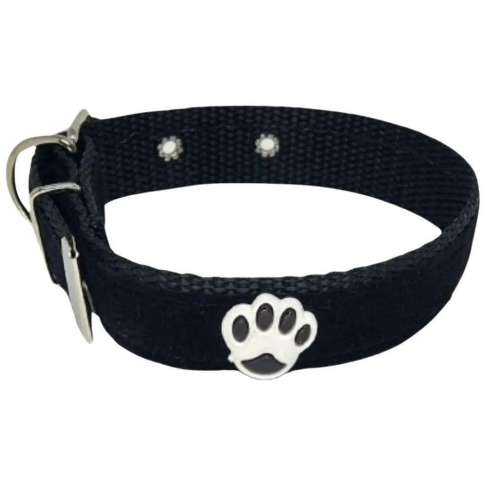 Coleira Camurça Aplique Pra Cachorro Nicapet 25Mm Cor Preta