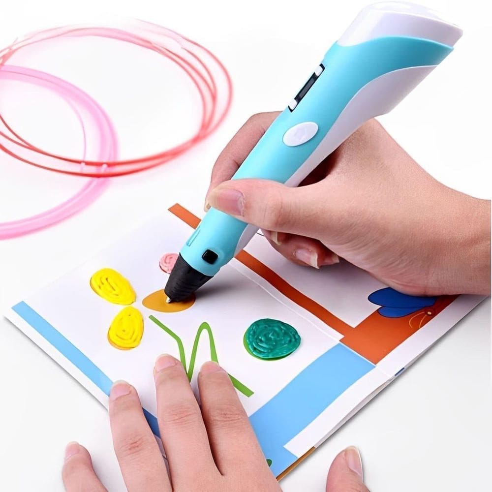 Caneta 3D Infantil Com Refil E Cabo Usb Para Criar