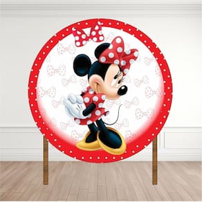 Painel Redondo Lona Fosca 1,20M- Tema Minnie