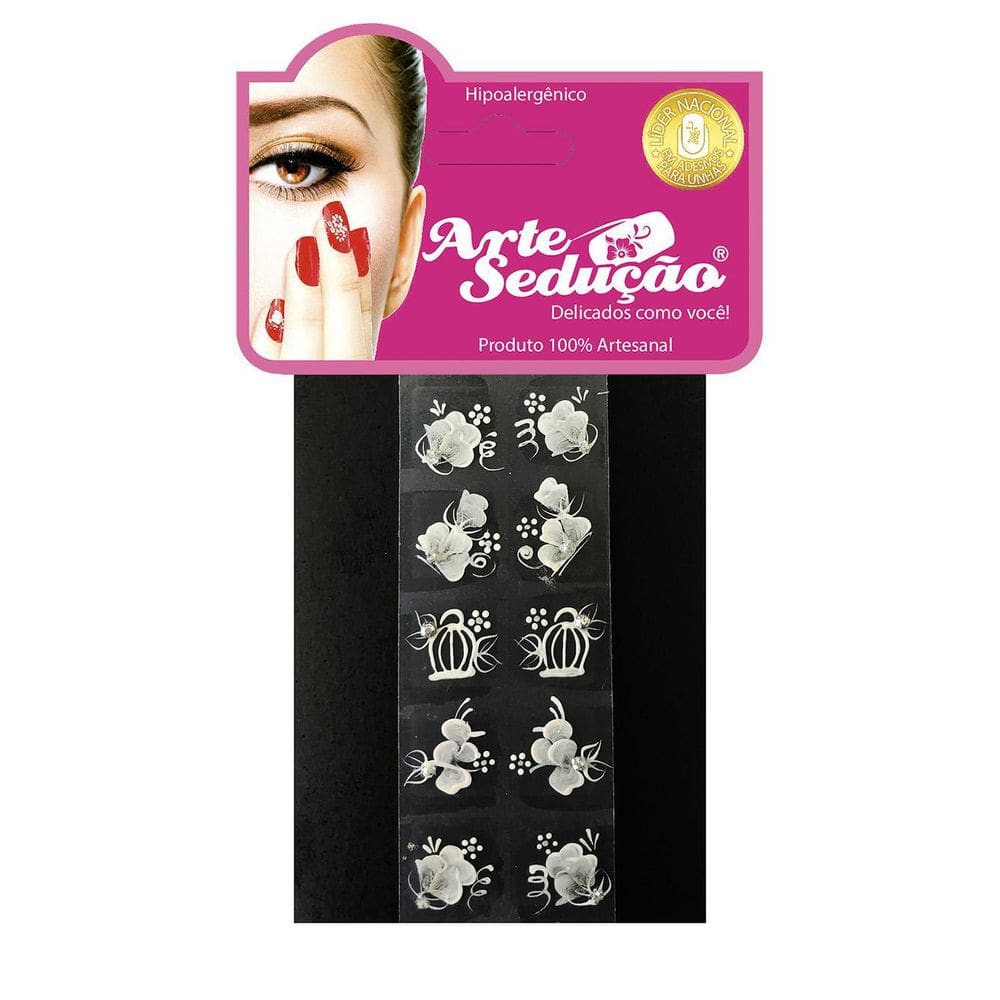 Kit 100 Adesivos Unhas Arte Sedução, Artesanal, Branquinho