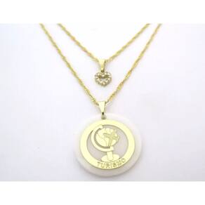 Colar Duplo Turismo Super lindo Folheado a Ouro 18k