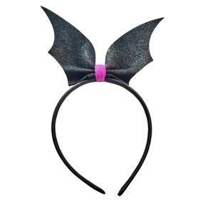 Tiara Arco Morceguinha Preto Com Glitter Para Fantasia