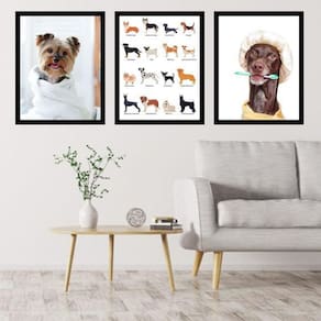 Kit 3 Quadros Decorativos Cachorros - Pet Shop 45X34Cm