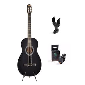 Violão Land Nylon Ln-39 Bk + Suporte De Parede + Afinador