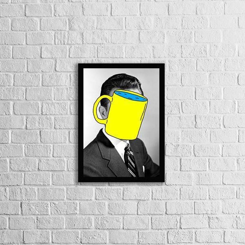 Quadro Só Penso Em Café 45X34Cm - Com Vidro Moldura Preta