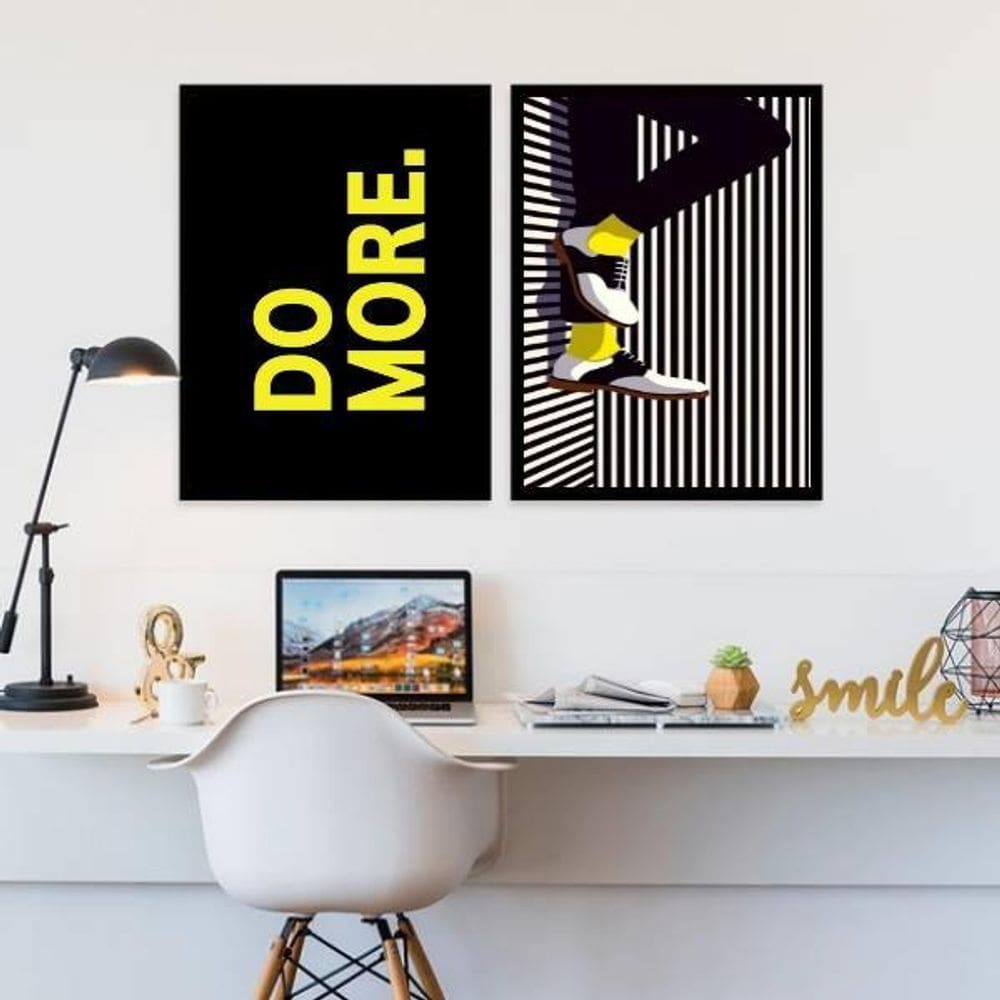 Kit 2 Quadros Decorativos Do More 33X24Cm Moldura Preta