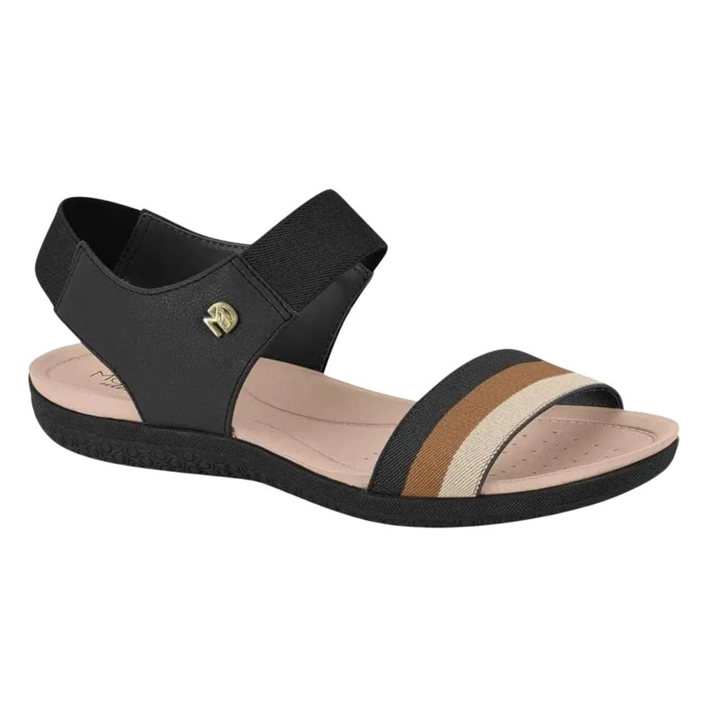 Sandália Modare Feminina Conforto Tiras Elástico Preta Camel