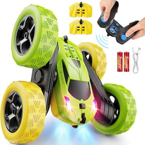 Carro de controle remoto QUNREDA RC Stunt 4WD 360° giratório amarelo e verde