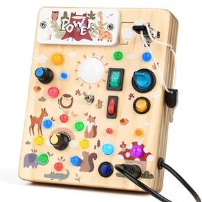 Brinquedo sensorial Montessori de madeira LED Busy Board Joyreal
