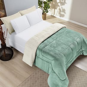 Coberdrom Casa Scarpa Apollo King Sherpa Pele de Carneiro + Manta Flannel - Verde Alecrim