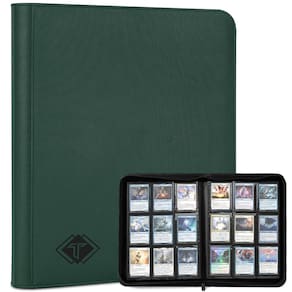 Encadernador de cartas TioPlior Zip 9, bolso para cartas colecionáveis (verde)