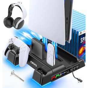 Suporte de estação de resfriamento com carregador para PS5/Slim/Pro - preto
