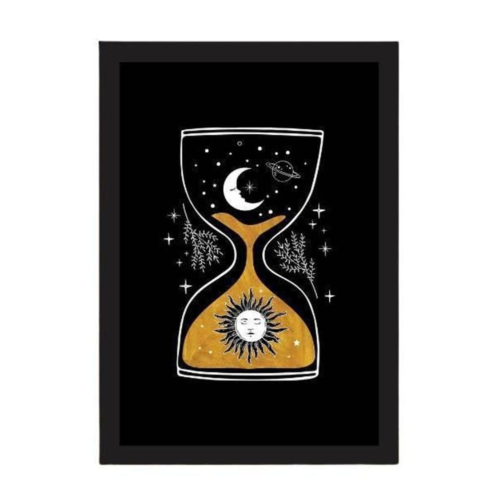Quadro Decorativo Ampulheta Universo 33X24 Com Vidro - Preta