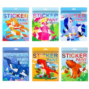 Sticker Paint Books, 6 números, livros de adesivos para crianças de 4 a 8 anos