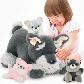 Bicho de pelúcia MoriSmos Plush Schnauzer Dog com bebês de 50 cm