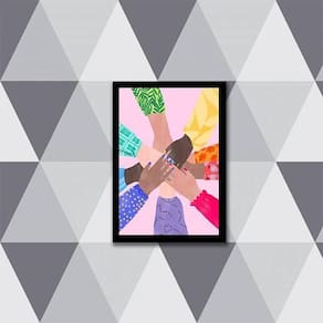 Quadro Juntos Somos Mais Fortes 45X34Cm Com Vidro Preta