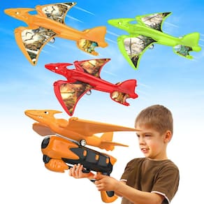 Lançador de aviões Toy Onysurui Dinosaur com LED 3 aviões de espuma
