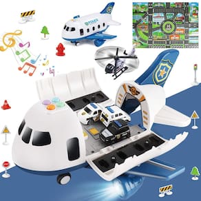 Avião Toy Dwi Dowellin com luz e som +carro de polícia com tapete