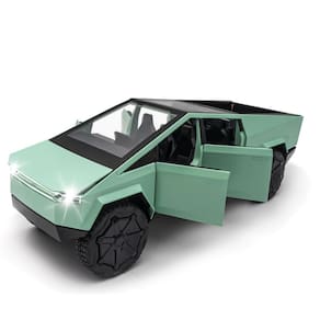 Caminhão de brinquedo Qetupa Cybertruck modelo 1/32 fundido sob pressão com luzes verdes