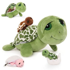 Animais de pelúcia Karister Turtle com bebês dentro de 35 cm, 4 unidades