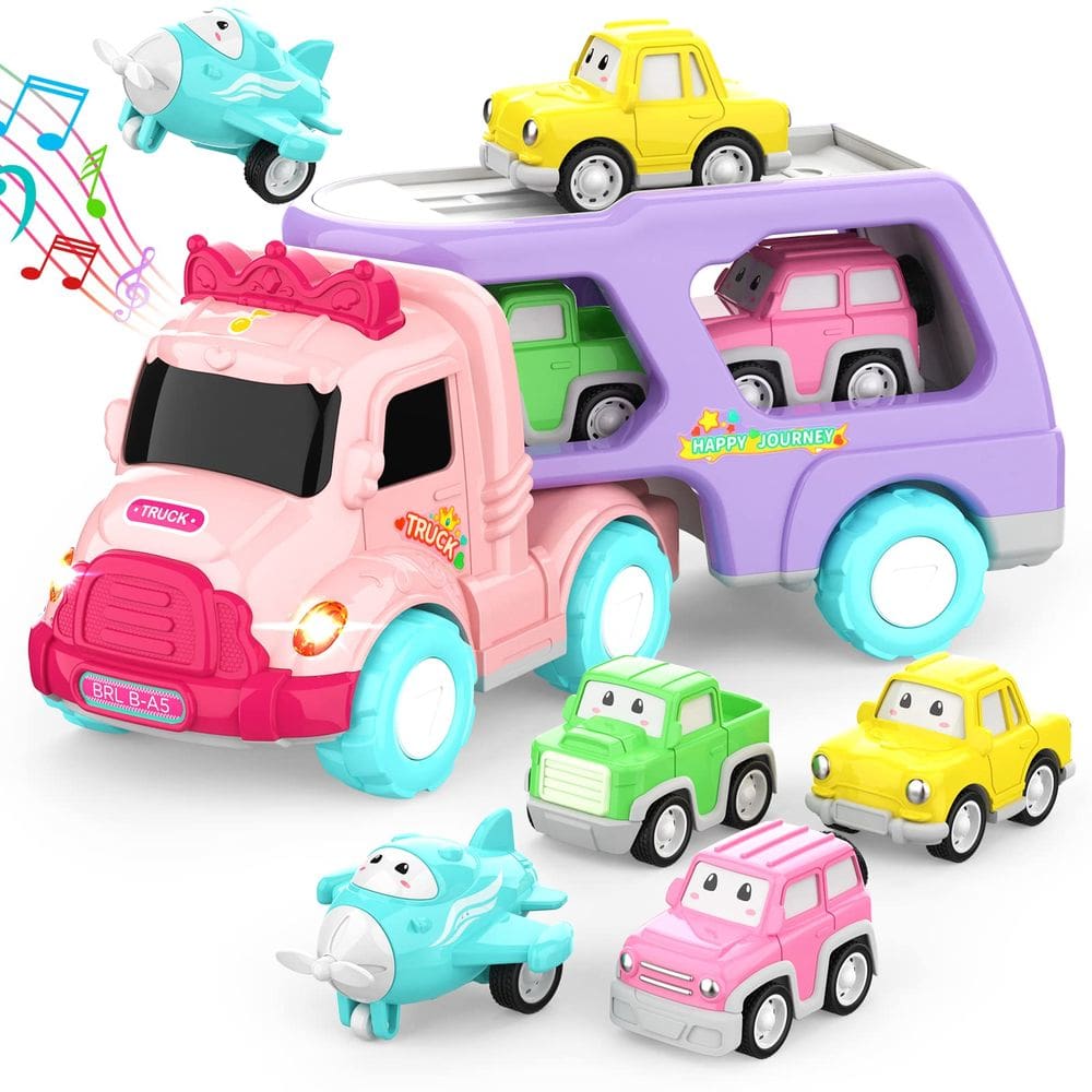Caminhão transportador de brinquedos LASCOTON para menina de 1 a 3 anos com luz e som