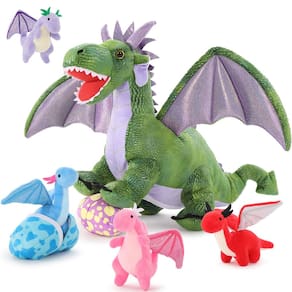 Família de pelúcia MaoGolan Dragon Plush com bebês dentro