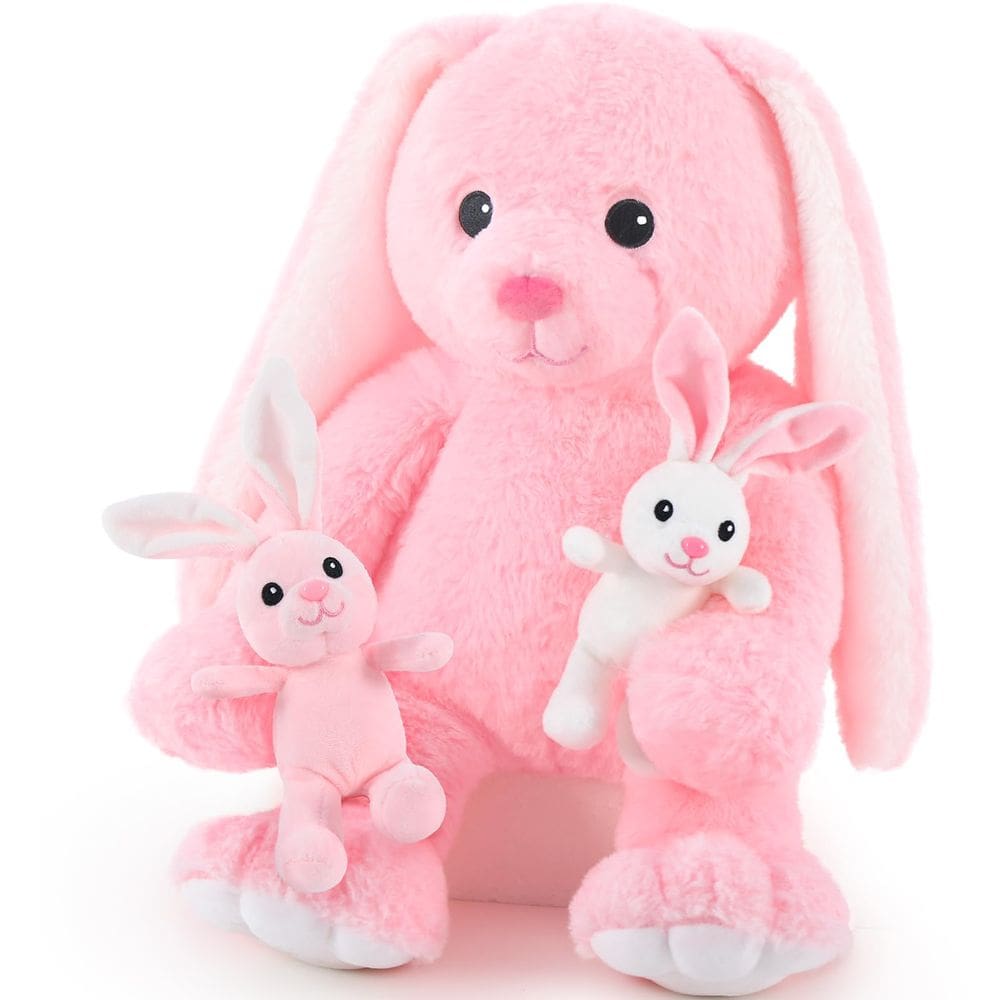 Múmia de pelúcia MaoGolan Bunny Plush Mummy com 2 filhotes de coelho