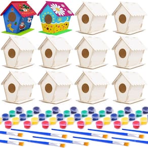 Kit Bird House Hapray DIY Wooden Crafts para crianças com tintas