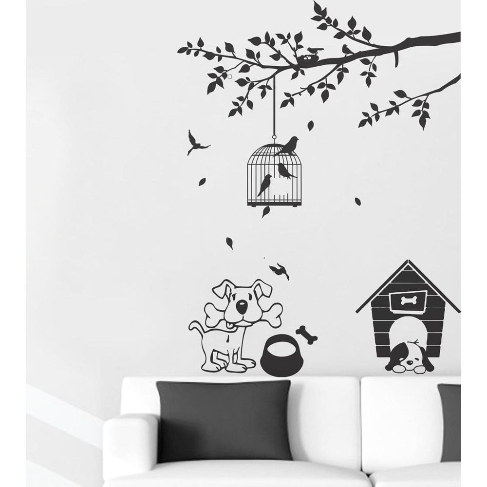 Adesivo Decorativo de Parede Árvore e Pássaros 1m x 47cm