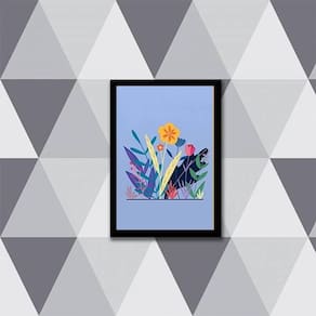 Quadro Ilustração Flores Do Campo 45X34Cm Com Vidro Preta