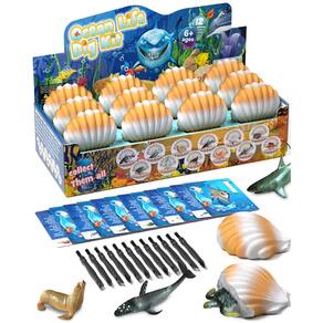 Kit de escavação EARTH`SCODE Ocean Animals com 12 brinquedos surpresa de 6 a 12 anos