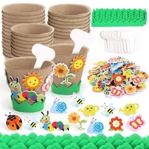 Kit de artesanato Ayfjovs Garden Paper Pot, pacote com 55 pacotes com adesivos e etiquetas