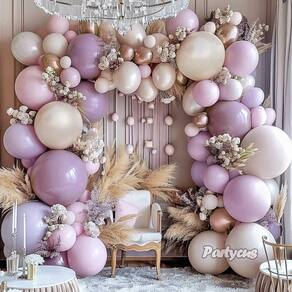 Kit de guirlanda de balões Partycus Dusty Purple Pink com 1210 balões