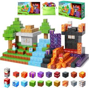 Conjunto de 100 unidades de blocos magnéticos NVDILO Build Mine Magnet World