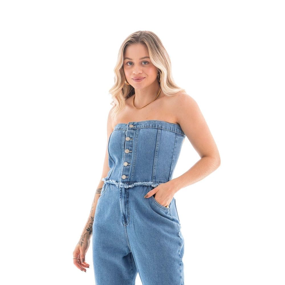 Macacão Jeans Feminino Arauto Mom