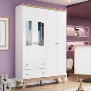 Guarda Roupa Infantil 4 Portas 2 Gavetas com Pés Lola Henn
